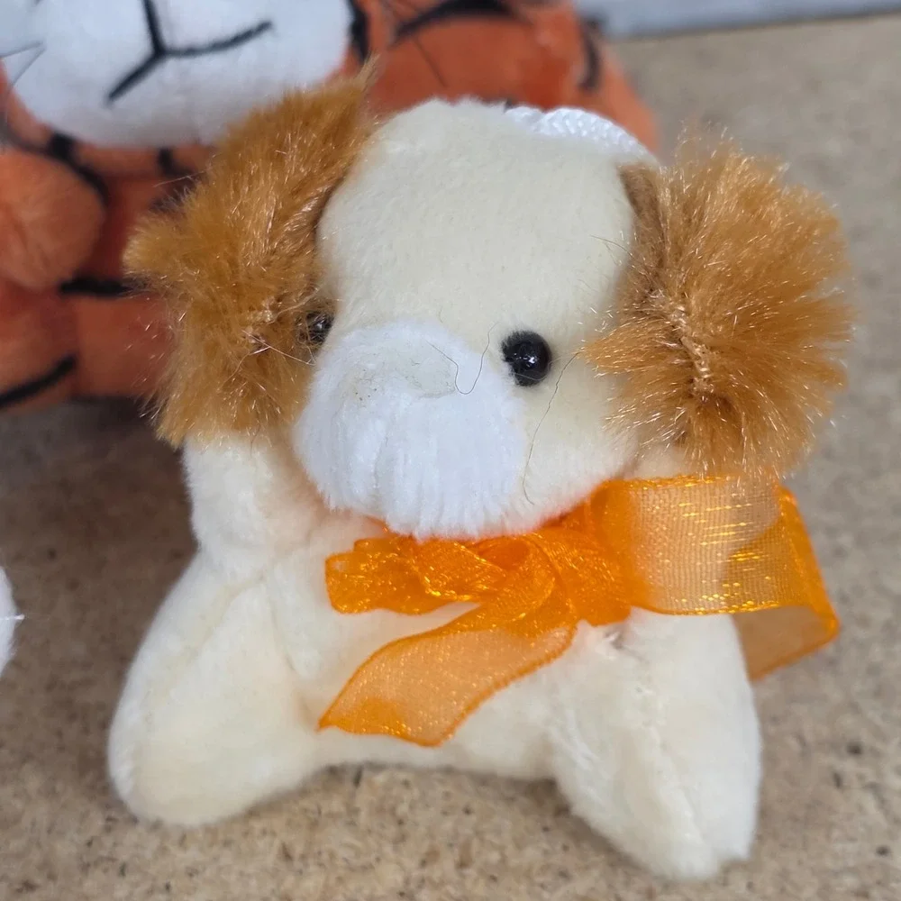 Cute Mini Plush Animal Keychain Toy Set Dog Bear Giraffe Elephant‎ Hippo Tiger